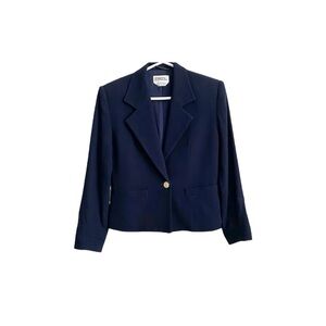 PORTS 1961 Vintage Navy Blue Single Button Wool Blazer Size US 2